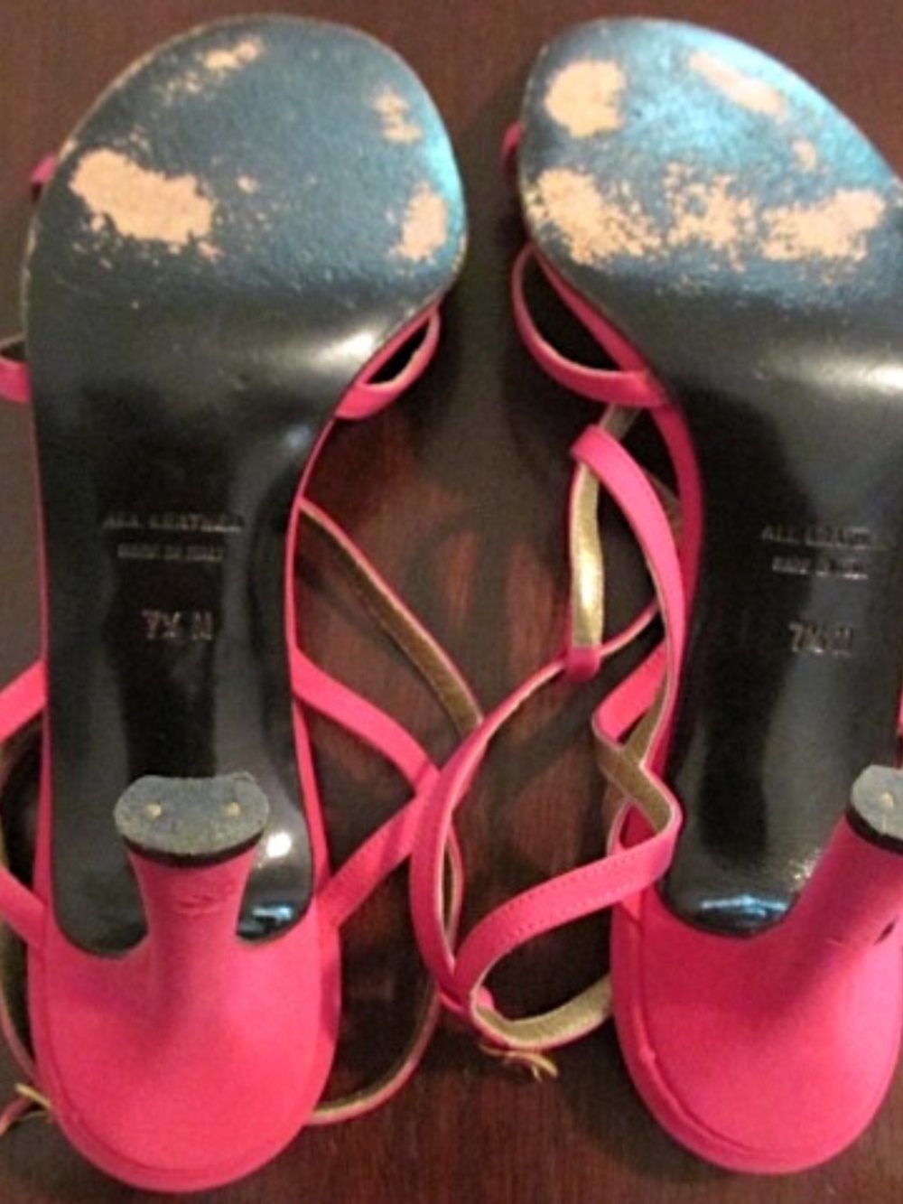 Vintage YSL Hot Pink Strap Heels. Size 7.5 - Picture 6 of 9